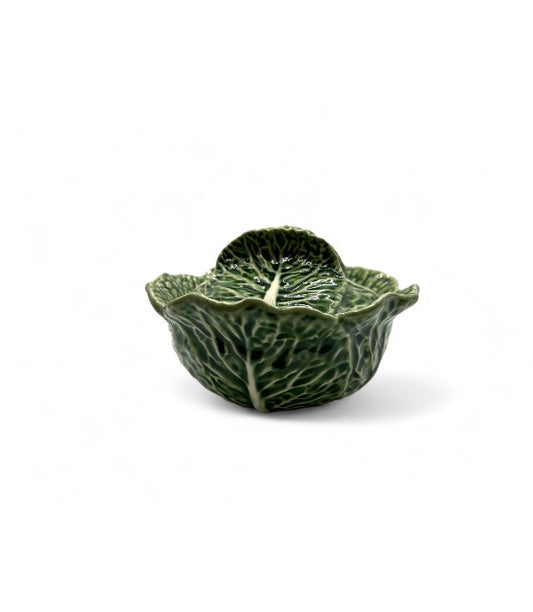 Vintage Bordallo Cabbage Green Small Tureen Lid With Plate