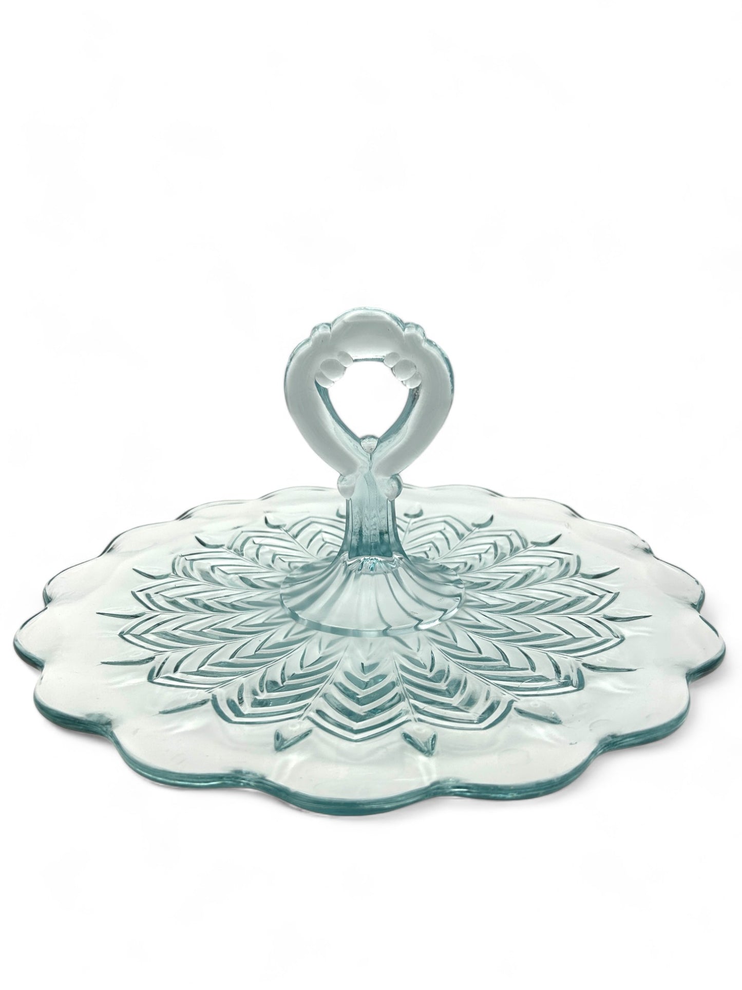 Carnival Glass Feather Blue Serving Tray