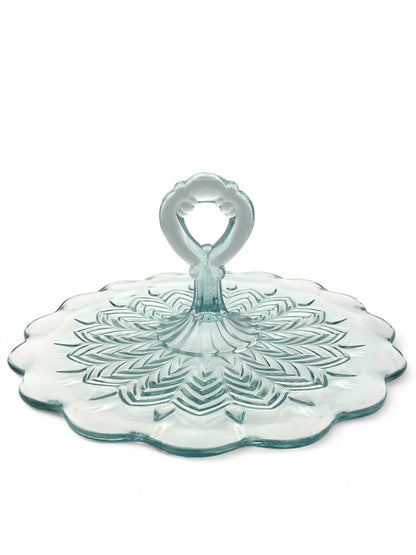  Carnival Glass Feather Blue Serving Tray
