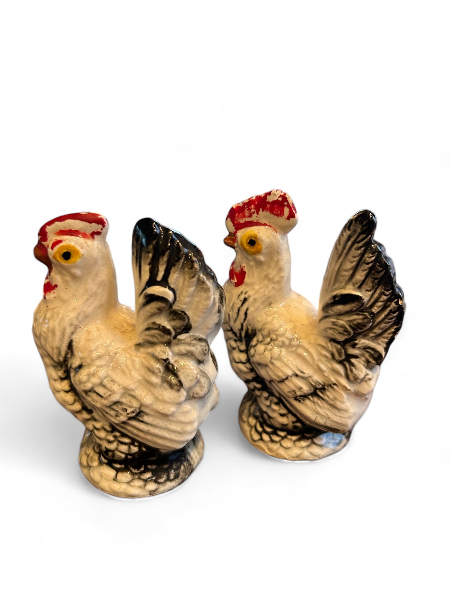 Vintage Ceramic Rooster Hen Salt and Pepper Shakers 