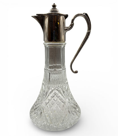 Vintage Cut Crystal Carafe with Silver-Plated Mounts (Made in England)| Barware / Decanter