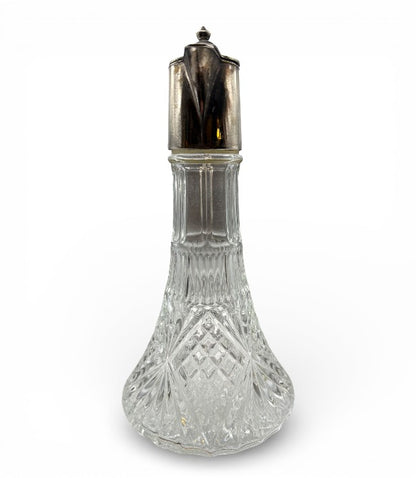 Vintage Cut Crystal Carafe with Silver-Plated Mounts (Made in England)| Barware / Decanter