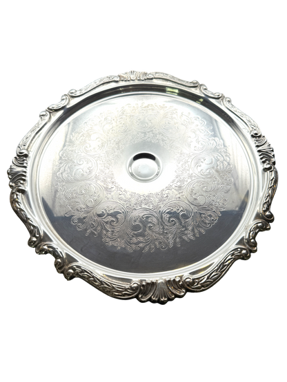 Vintage English Scroll Silverplate Cake Stand