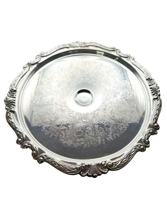 Vintage English Scroll Silverplate Cake Stand