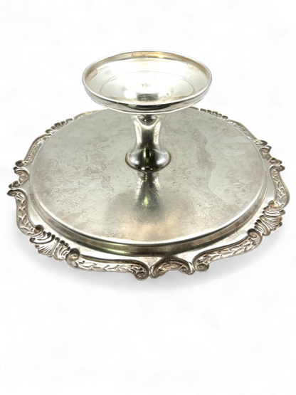 Vintage English Scroll Silverplate Cake Stand