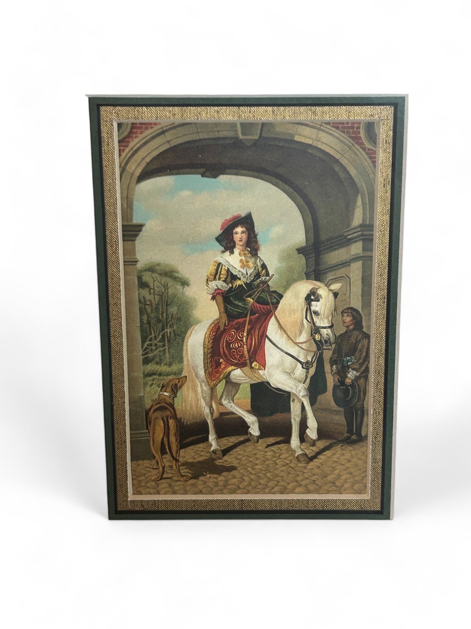 Vintage Equestrian Portrait Postcard Framed 