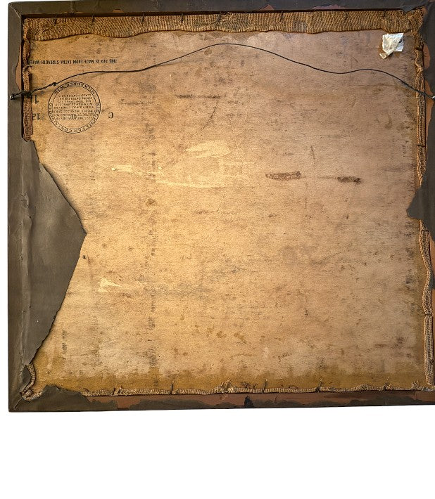 Vintage Framed Needlepoint – Romantic Courting Scene with Dog