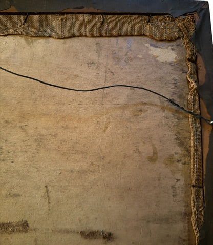 Vintage Framed Needlepoint – Romantic Courting Scene with Dog