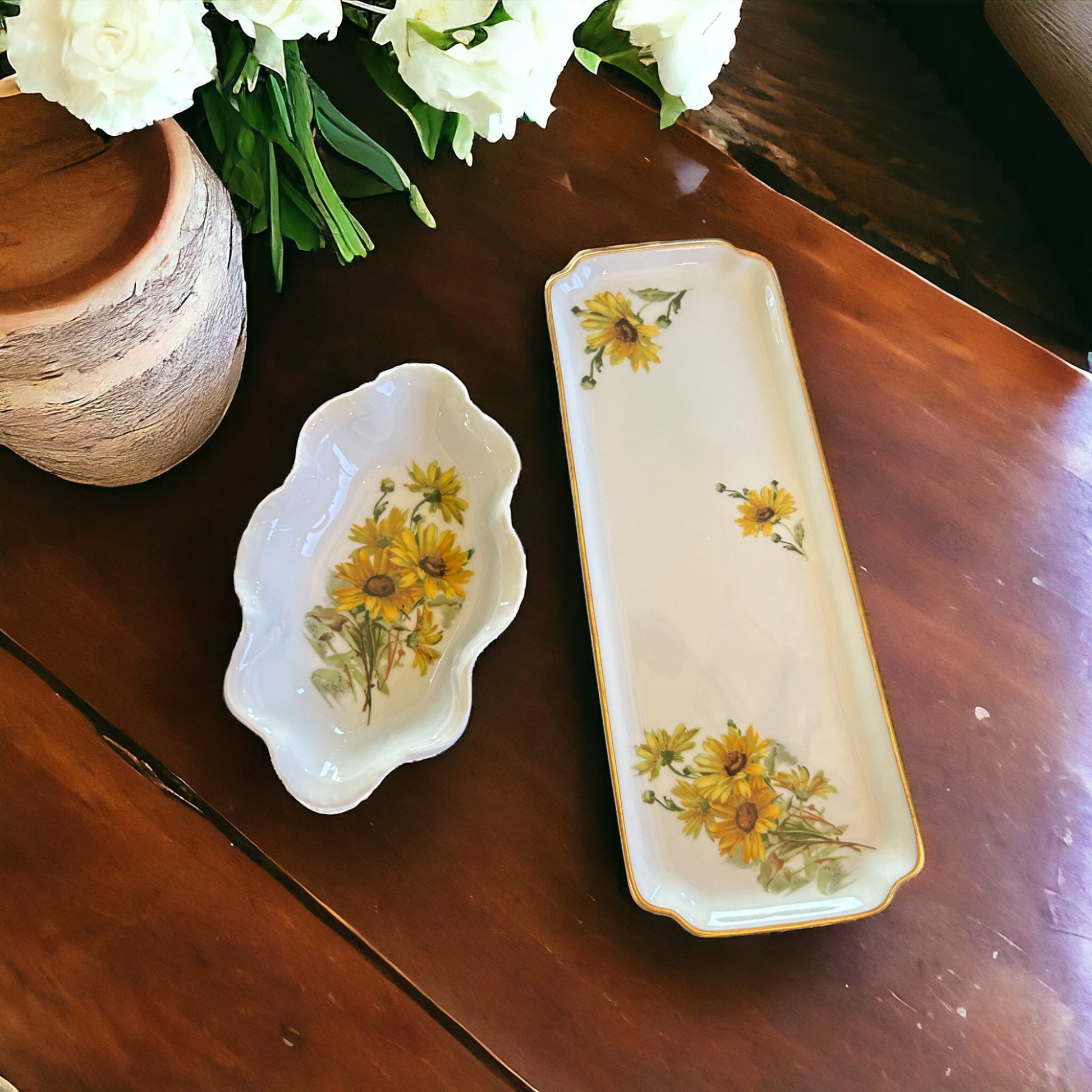 French Limoges Rectangle Tray and Oval Bowl