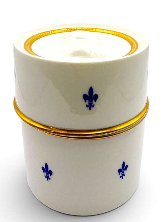 Vintage Fürstenberg Porcelain Fleur-de-Lis Lidded Box with Portrait Medallion, Germany