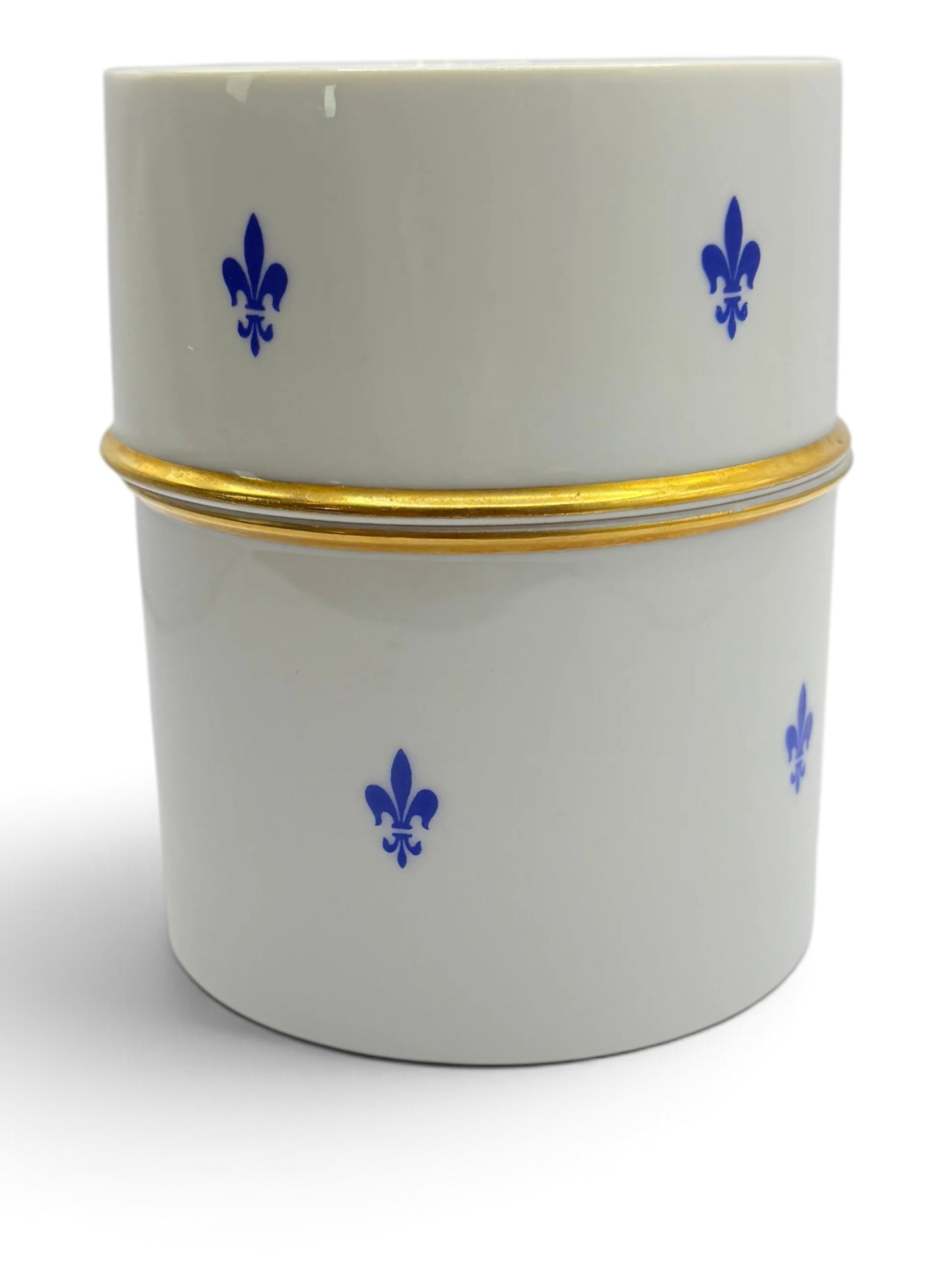 Vintage Fürstenberg Porcelain Fleur-de-Lis Lidded Box with Portrait Medallion, Germany
