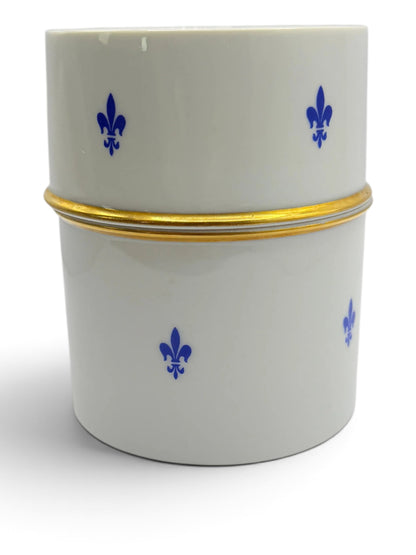 Vintage Fürstenberg Porcelain Fleur-de-Lis Lidded Box with Portrait Medallion, Germany