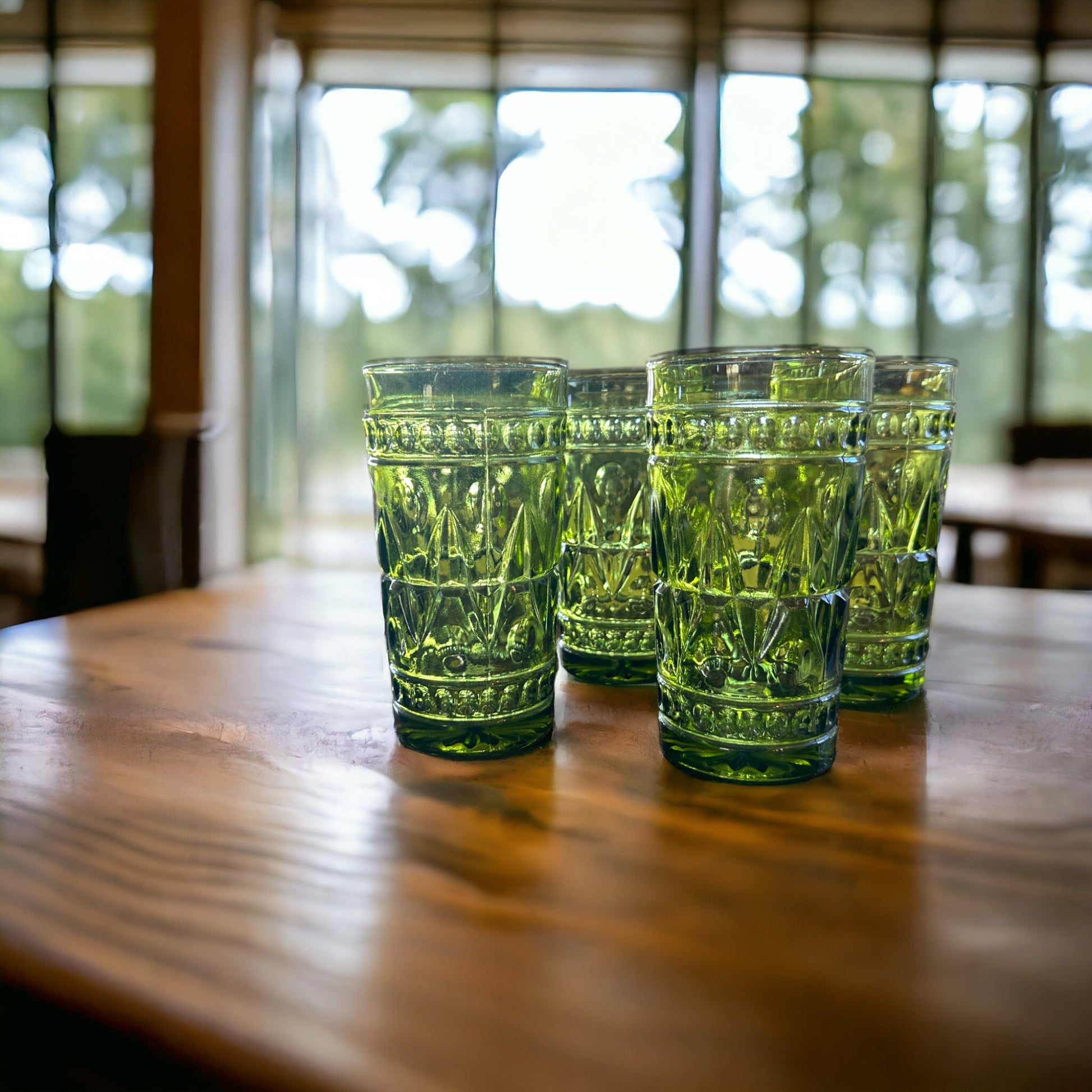 Green Flat Iced Tea Glasses