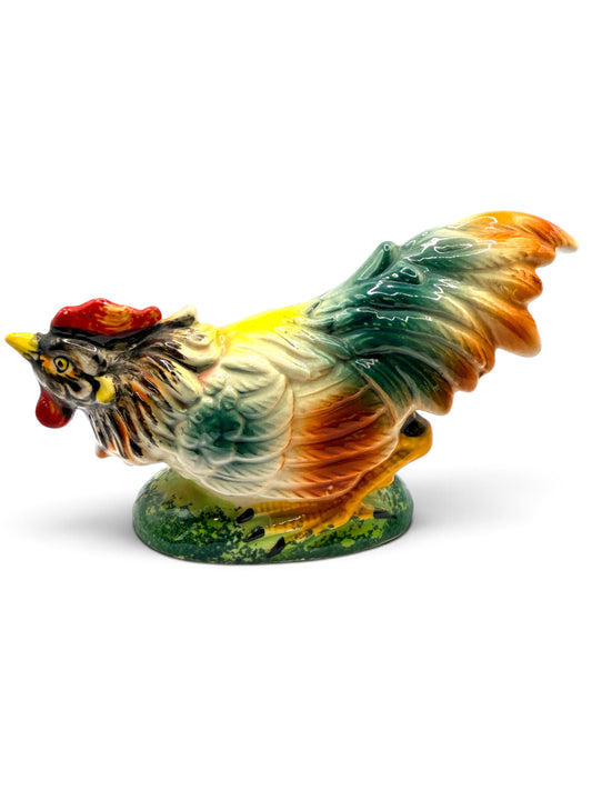 Vintage Hand-Painted Ceramic Rooster Figurine - Mid-Century Farmhouse Decor
