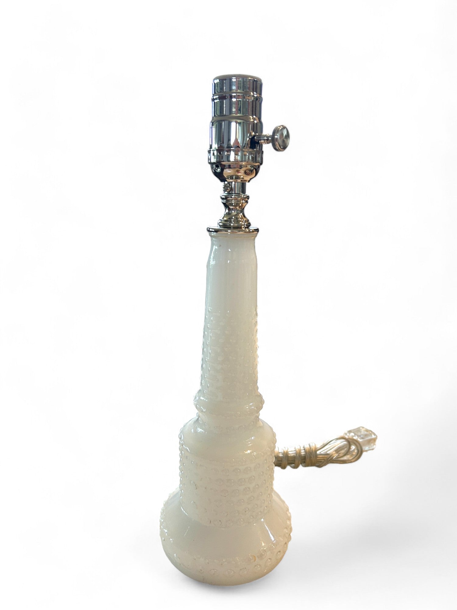 Vintage Hob Nail Milk Glass Table Lamp