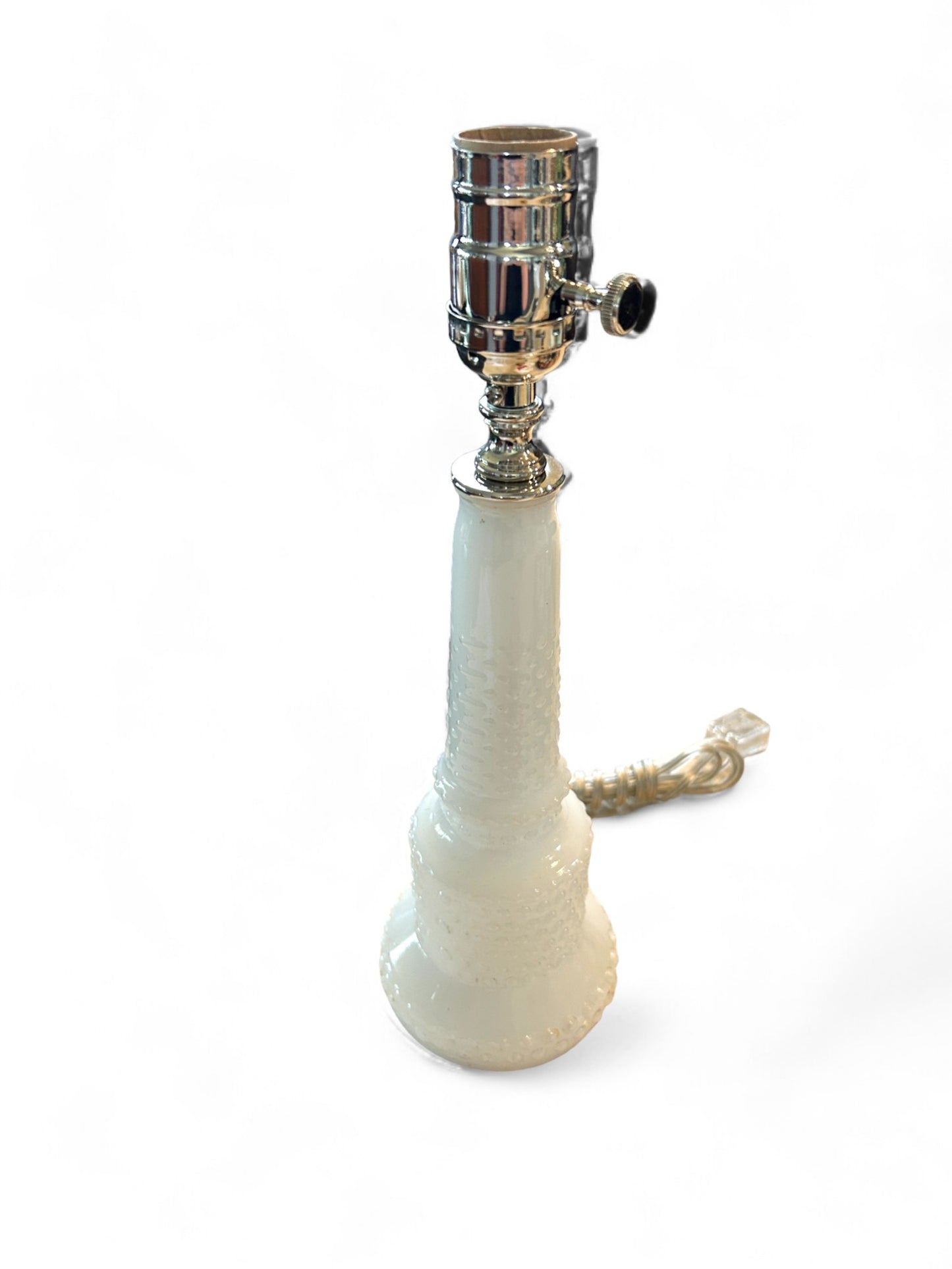 Vintage Hob Nail Milk Glass Table Lamp