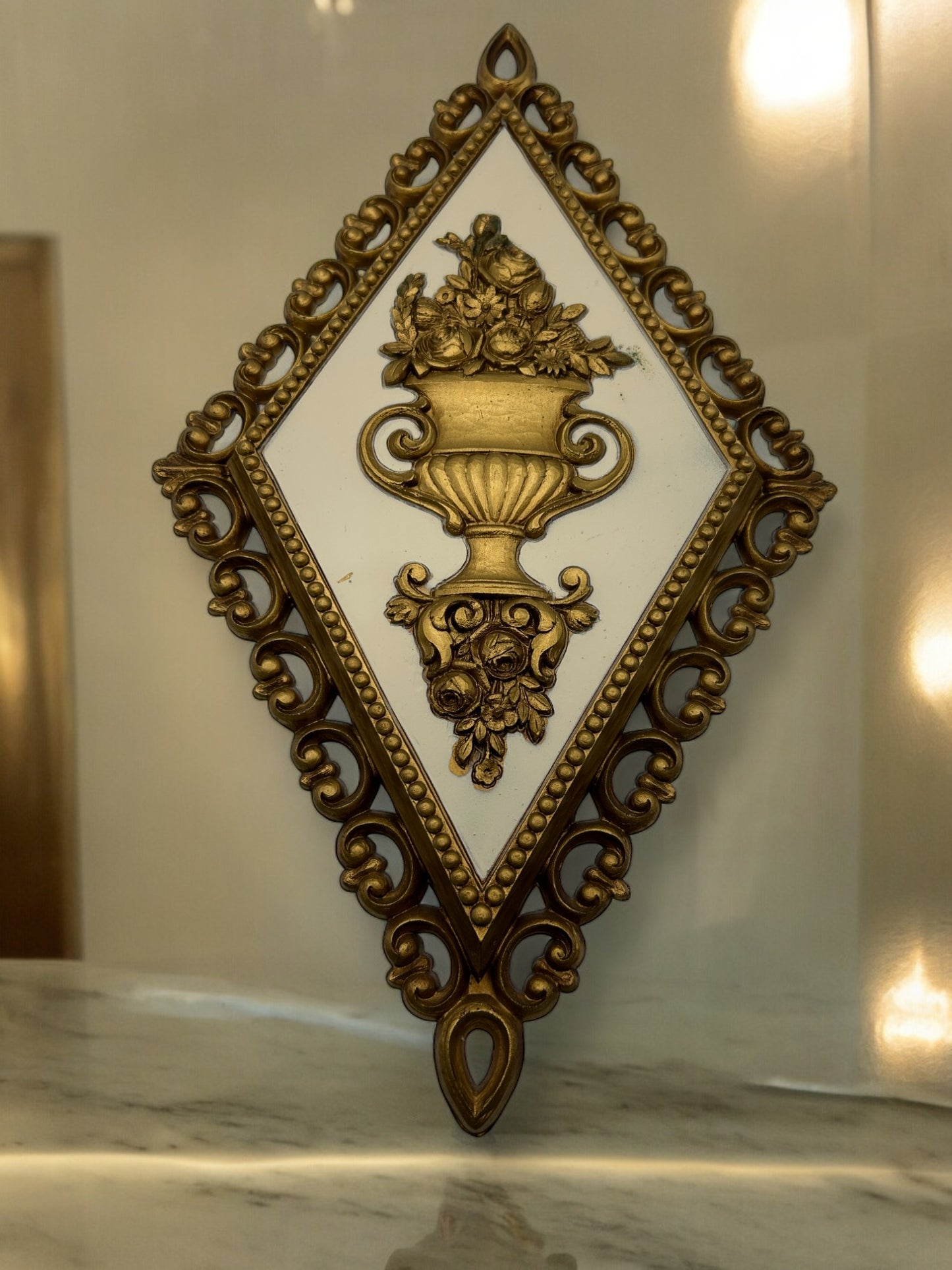 Vintage Hollywood Regency Diamond Wall Plaques