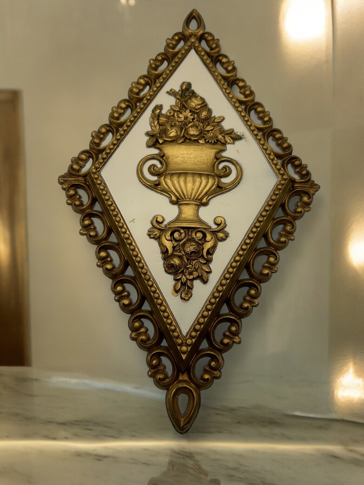 Vintage Hollywood Regency Diamond Wall Plaques