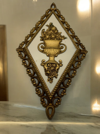 Vintage Hollywood Regency Diamond Wall Plaques