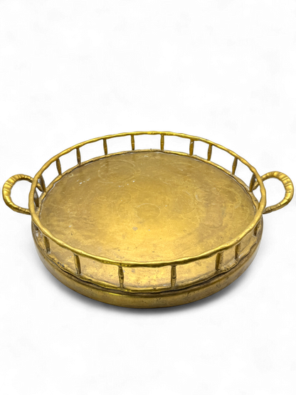 Vintage Hollywood Regency Style Brass Faux Bamboo Serving Tray