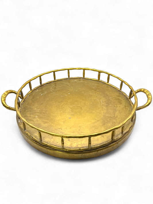 Vintage Hollywood Regency Style Brass Faux Bamboo Serving Tray