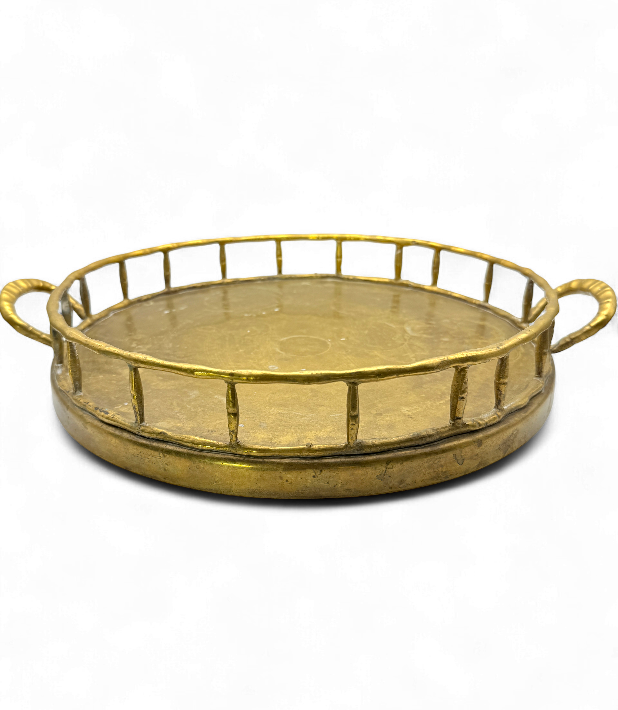 Vintage Hollywood Regency Style Brass Faux Bamboo Serving Tray