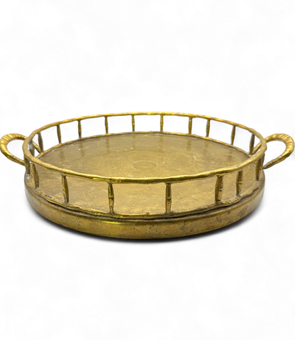 Vintage Hollywood Regency Style Brass Faux Bamboo Serving Tray