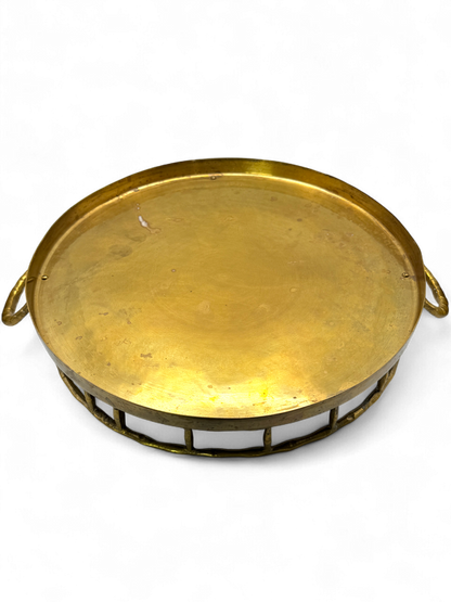 Vintage Hollywood Regency Style Brass Faux Bamboo Serving Tray