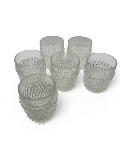  Indiana Glass Diamond Point Old Fashioned Glasses