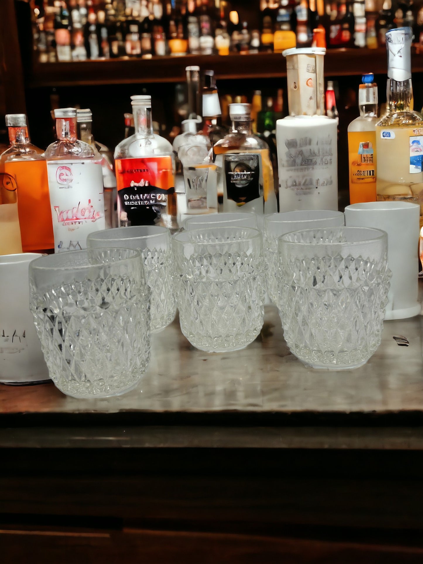 Indiana Glass Diamond Point Old Fashioned Glasses
