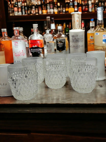 Indiana Glass Diamond Point Old Fashioned Glasses