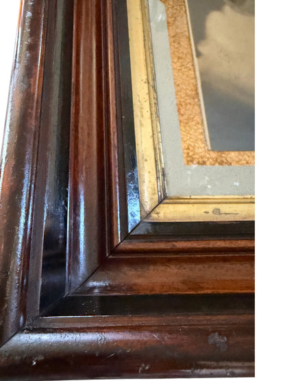 Vintage Lady Portrait Print in Deep Wood Frame with Slate Backing