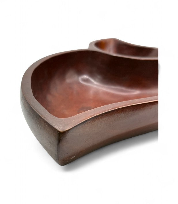Vintage Leaf Shaped Wooden 2-Sectioned Serving Bowl