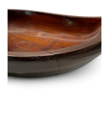 Vintage Leaf Shaped Wooden 2-Sectioned Serving Bowl
