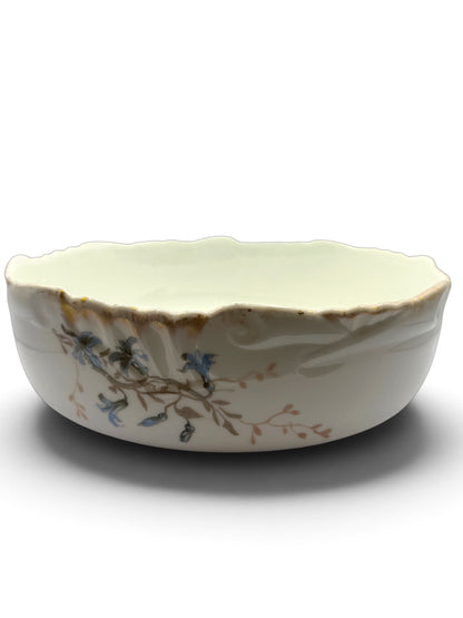 Vintage Limoges Porcelain Floral Serving Bowl with Gold Trim