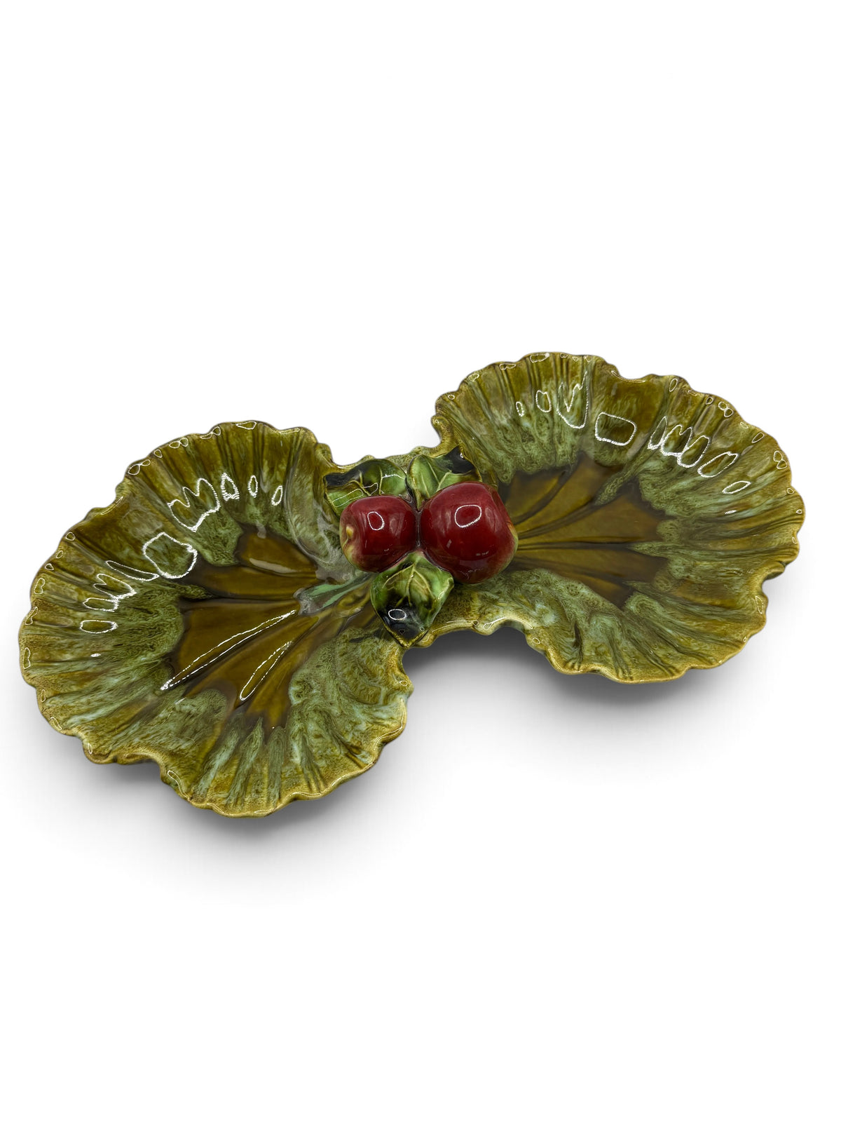 Vintage Maurice of California Double-Leaf & Apple Serving Dish