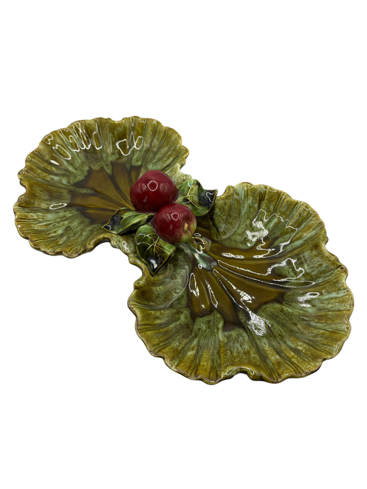 Vintage Maurice of California Double-Leaf & Apple Serving Dish