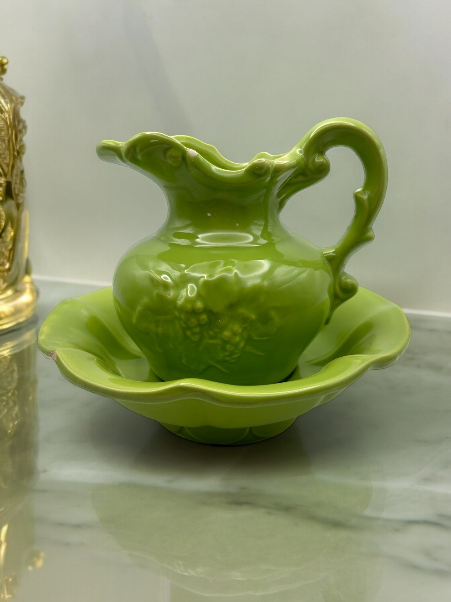 Pottery Pitcher and Basin