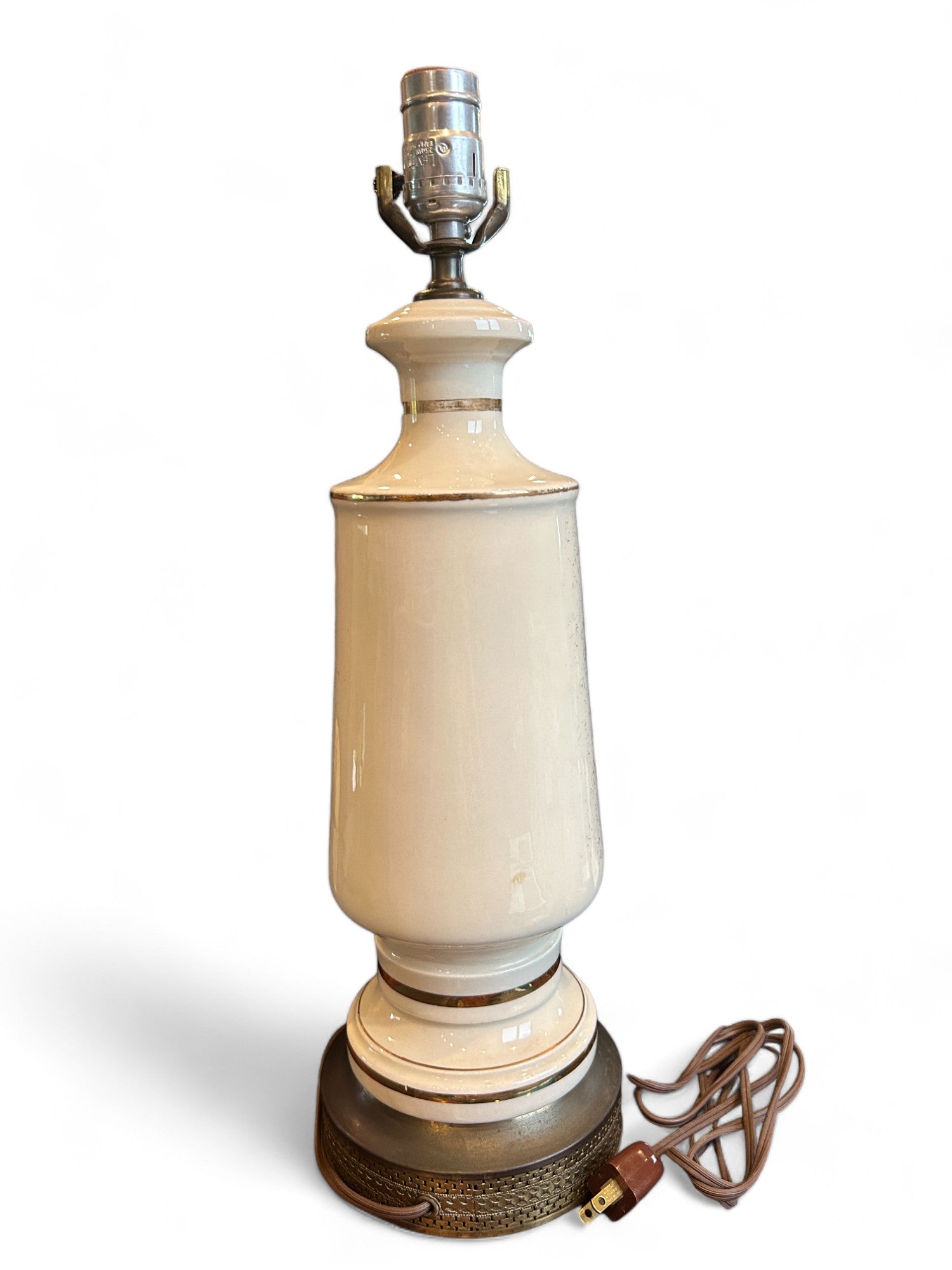 Vintage Mid Century Elegance Ceramic Gold Leaf Table Lamp