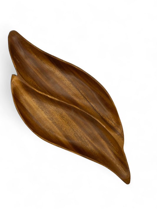 Vintage Monkey Pod Wood Divided Serving Tray