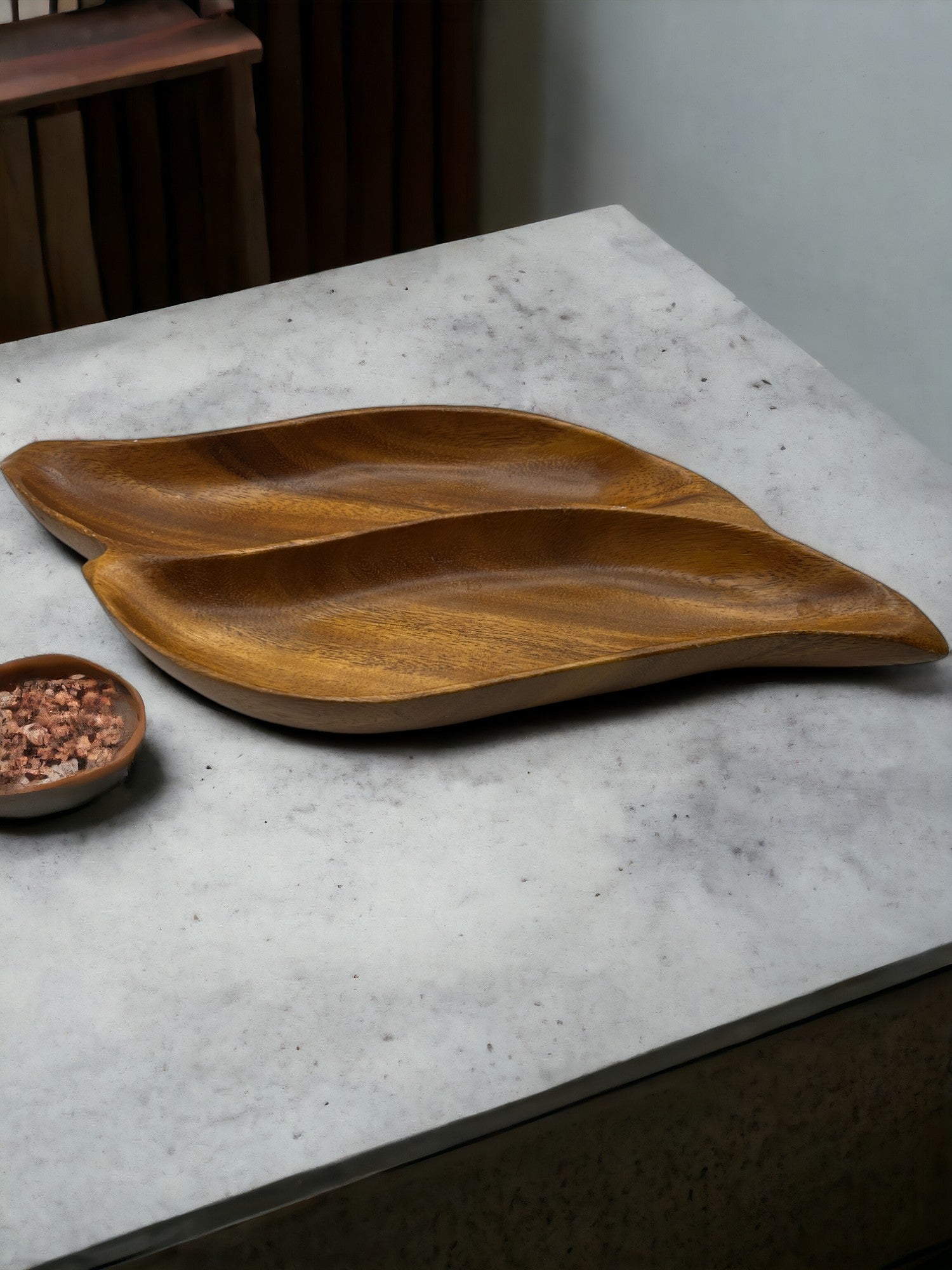 Vintage Monkey Pod Wood Divided Serving 