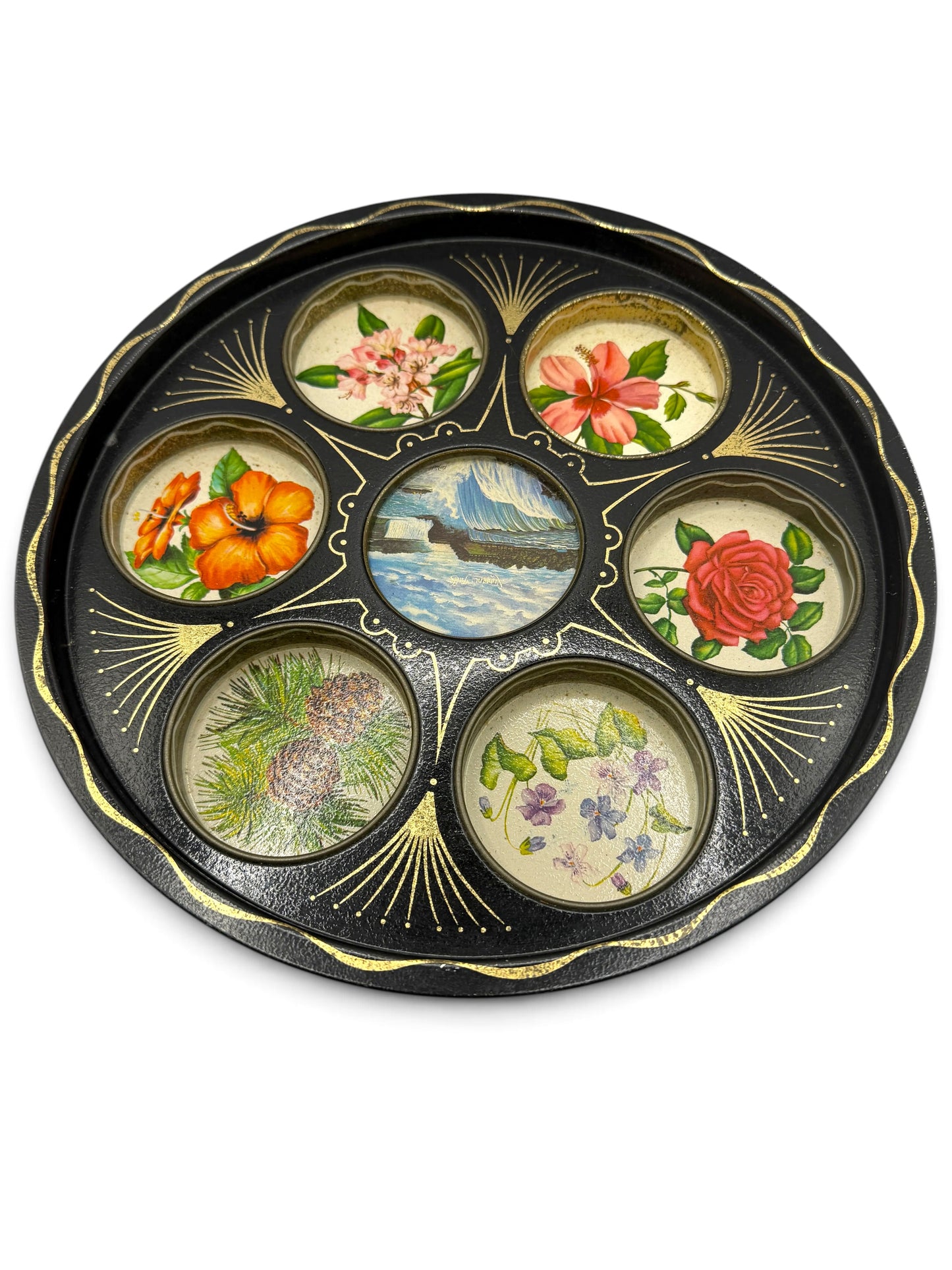 Vintage Niagara Falls Souvenir Cocktail Tray with Six Glasses, 1960s