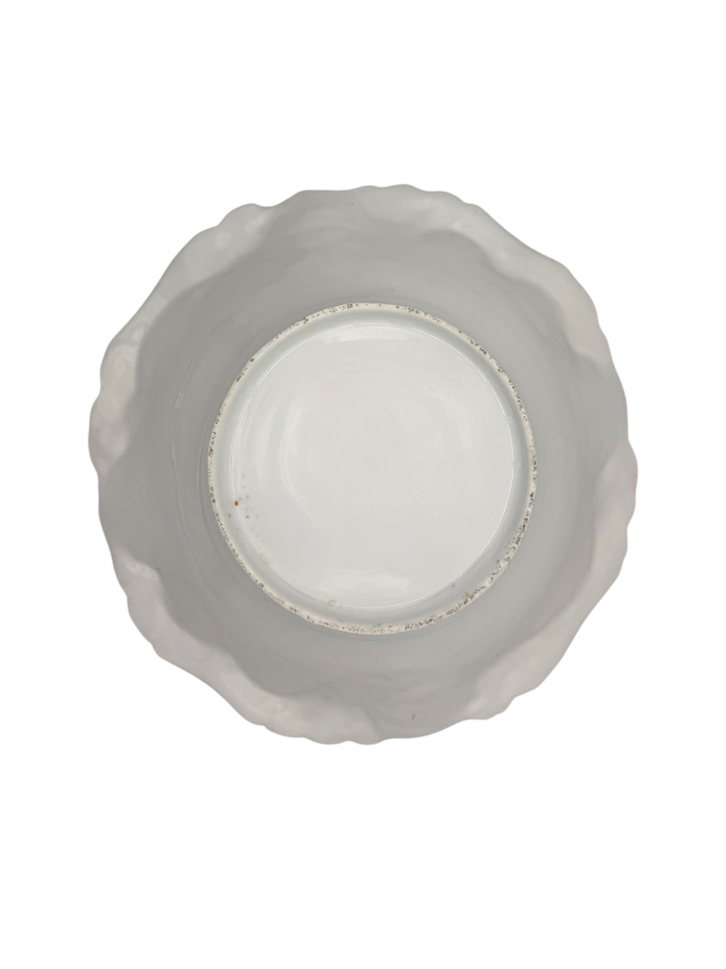 Vintage Porcelain Floral Scalloped Bowl with Burgundy & Gold Accents