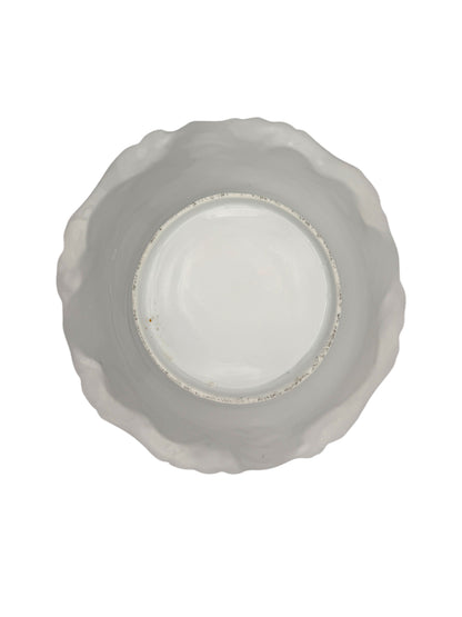 Vintage Porcelain Floral Scalloped Bowl with Burgundy & Gold Accents