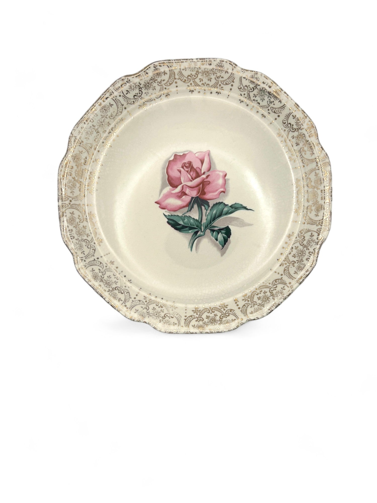 Vintage Rose Plates with 22K Gold Trim