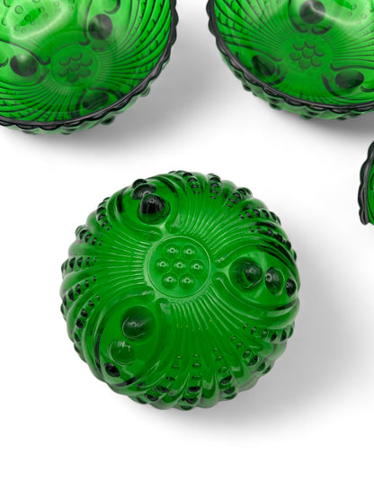 Six Forest Green Glass Dessert Bowls