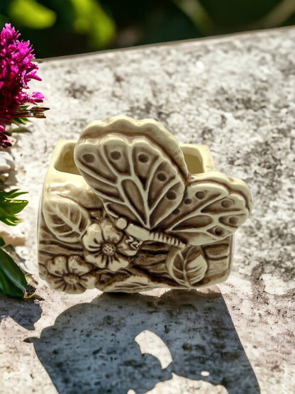 Vintage Shawnee Pottery Planter Butterfly on Wood