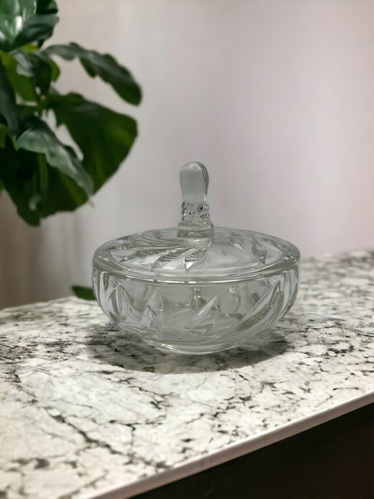 Three Part Glass Candy Dish With Lid