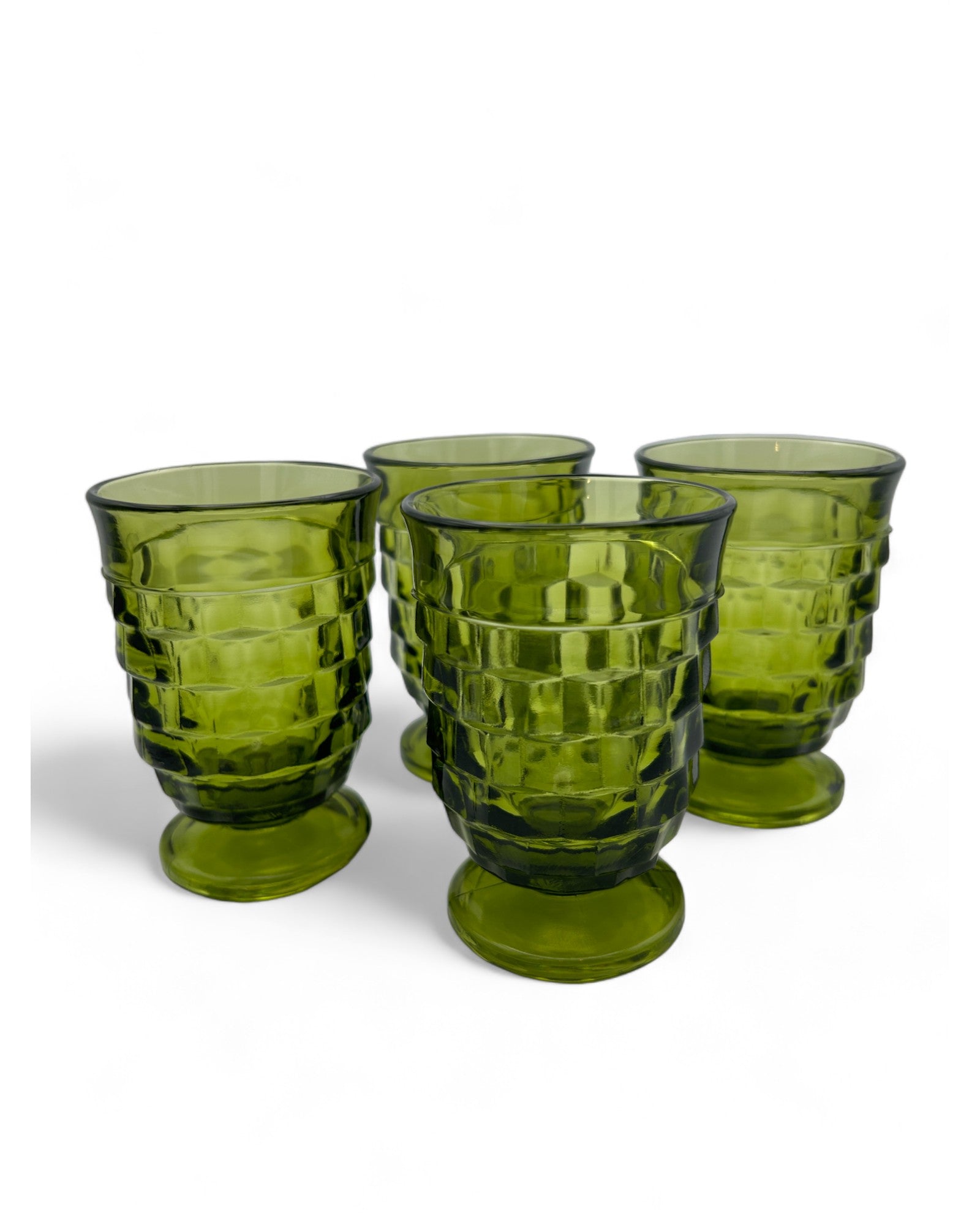 Vintage Whitehall Avocado Green Footed Juice Glasses