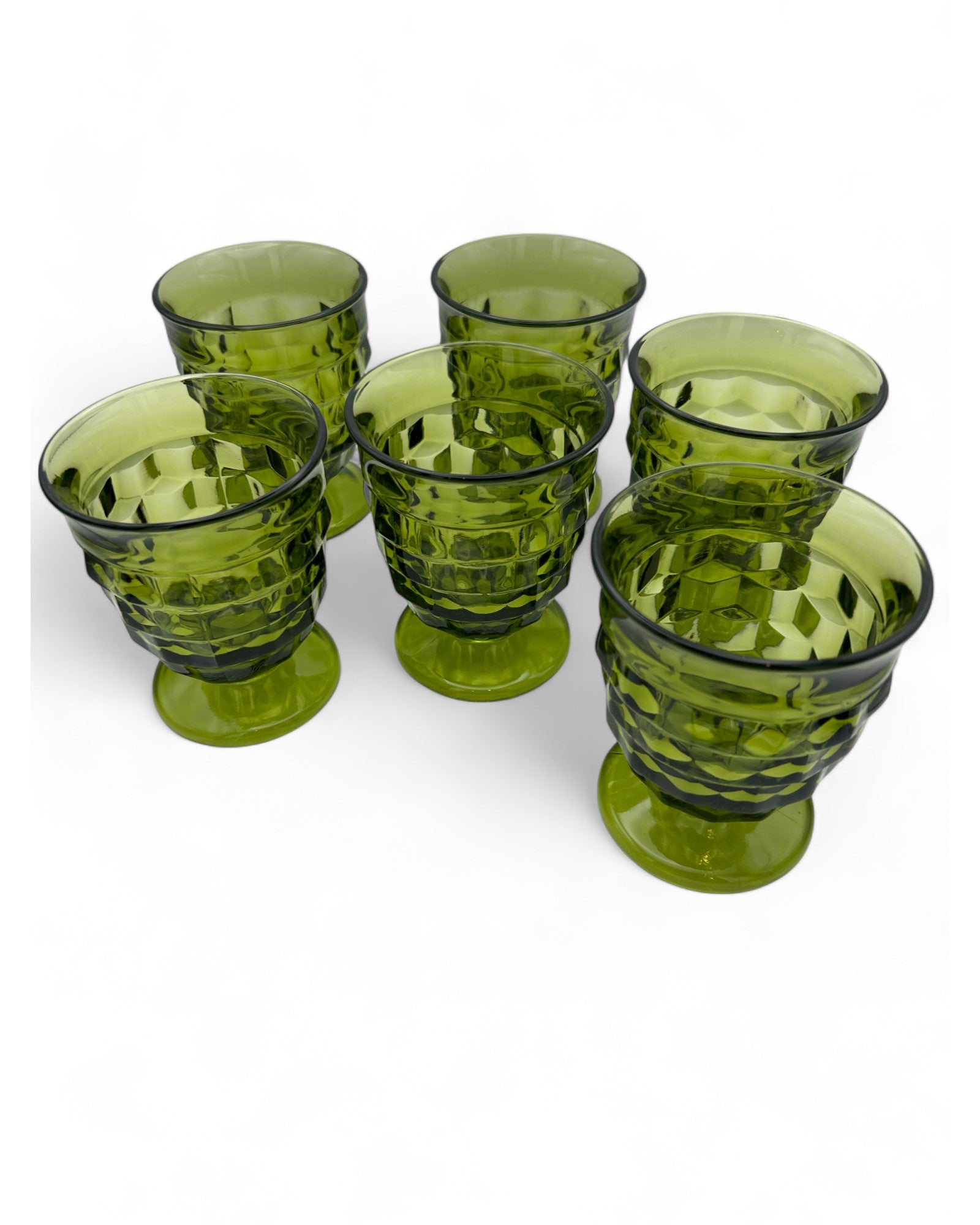 Whitehall Avocado Green Footed Tumblers